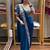 teal embroidery sequin chinon ready to wear saree