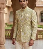Beige color jecquard jodhpuri for men | premium designer bandhgala ethnic wear