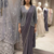 dark lavender embroidery creap satin ready to wear saree