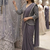 dark lavender embroidery creap satin ready to wear saree