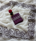Wine Color embroidery pallu work Silk Saree