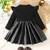 Black bow detail ribbed knit & faux leather party dress