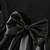 Black bow detail ribbed knit & faux leather party dress