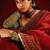 Red Color embroidery design work organza saree