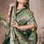 Green Banarasi Satin Silk Saree with Silver Zari & Thread Woven Border and Rich Traditional Pallu