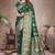 Green Banarasi Satin Silk Saree with Silver Zari & Thread Woven Border and Rich Traditional Pallu