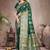 Green Banarasi Satin Silk Saree with Silver Zari & Thread Woven Border and Rich Traditional Pallu