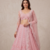 Pink Slub Silk Heart Applique Embroidered Lehenga Set