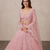 Pink Slub Silk Heart Applique Embroidered Lehenga Set
