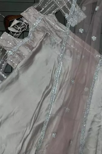Beige Color Sequence Embroidery Work Rangoli Silk Lehenga Choli Set