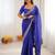 Royal blue faux georgette bandhani print saree with thread & sequin embroidered borde