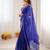 Royal blue faux georgette bandhani print saree with thread & sequin embroidered borde