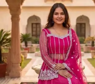 Rani Pink Color Sequence Embroidery Work Rangoli Silk Lehenga Choli Set