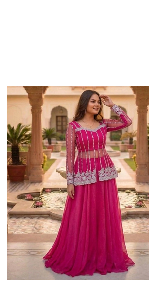 Rani Pink Color Sequence Embroidery Work Rangoli Silk Lehenga Choli Set 2