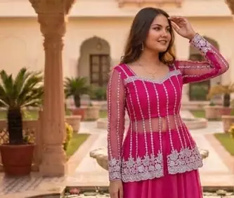 Rani Pink Color Sequence Embroidery Work Rangoli Silk Lehenga Choli Set