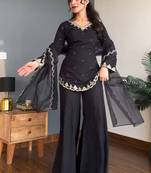 Heavy natural crepe silk sharara set with 5mm sequins