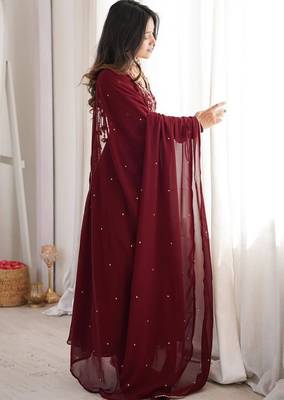 Designer faux georgette gown anarkali with bids hand work 3