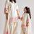 Mom-daughter combo: natural silk suit with moti hand work