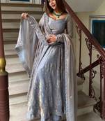 Designer fandy silk anarkali with bits hand work & embroidery