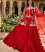 Red Color Sequence Embroidery Work Rangoli Silk Lehenga Choli Set