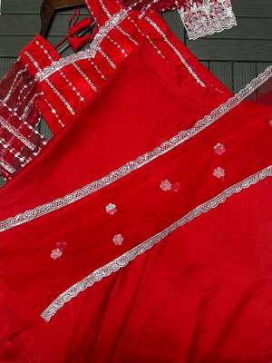 Red Color Sequence Embroidery Work Rangoli Silk Lehenga Choli Set 5