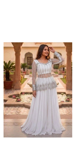 White Color Sequence Embroidery Work Rangoli Silk Lehenga Choli Set 2