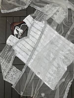 White Color Sequence Embroidery Work Rangoli Silk Lehenga Choli Set 3
