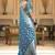 Teal zari woven silk saree elegant banarasi style wedding wear with blouse