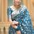 Teal zari woven silk saree elegant banarasi style wedding wear with blouse
