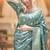 Sea green zari woven silk saree elegant banarasi style wedding wear with blouse