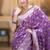 Lavender woven silk saree elegant banarasi style wedding wear with blouse