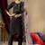 Black roman silk straight kurti pant dupatta set