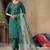 Rama green roman silk straight kurti pant dupatta set