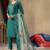 Rama green roman silk straight kurti pant dupatta set
