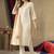 Off white shimmer gold silk straight kurti pant dupatta set