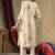 Off white shimmer gold silk straight kurti pant dupatta set