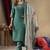 Rama green shimmer gold silk straight kurti pant dupatta set