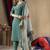 Rama green shimmer gold silk straight kurti pant dupatta set