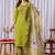 Parrot green viscose silk straight kurti pant dupatta set