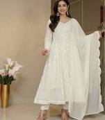 Off white georgette   party wear embroidery   suit set
