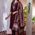 Wine marina viscose silk straight kurti pant dupatta set