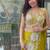 yellow embroidery sequin chinon silk ready to wear saree