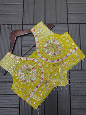 yellow embroidery sequin chinon silk pre-stitched saree 3