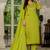 Parrot green marina silk straight kurti pant dupatta set