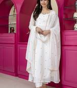 White georgette party weae embroidery suit set