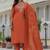 Orange premium roman silk straight kurti pant dupatta set