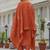 Orange premium roman silk straight kurti pant dupatta set