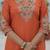 Orange premium roman silk straight kurti pant dupatta set