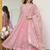 Peach fandy silk  party weae embroidery suit set