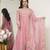 Peach fandy silk  party weae embroidery suit set